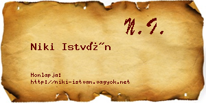 Niki István névjegykártya